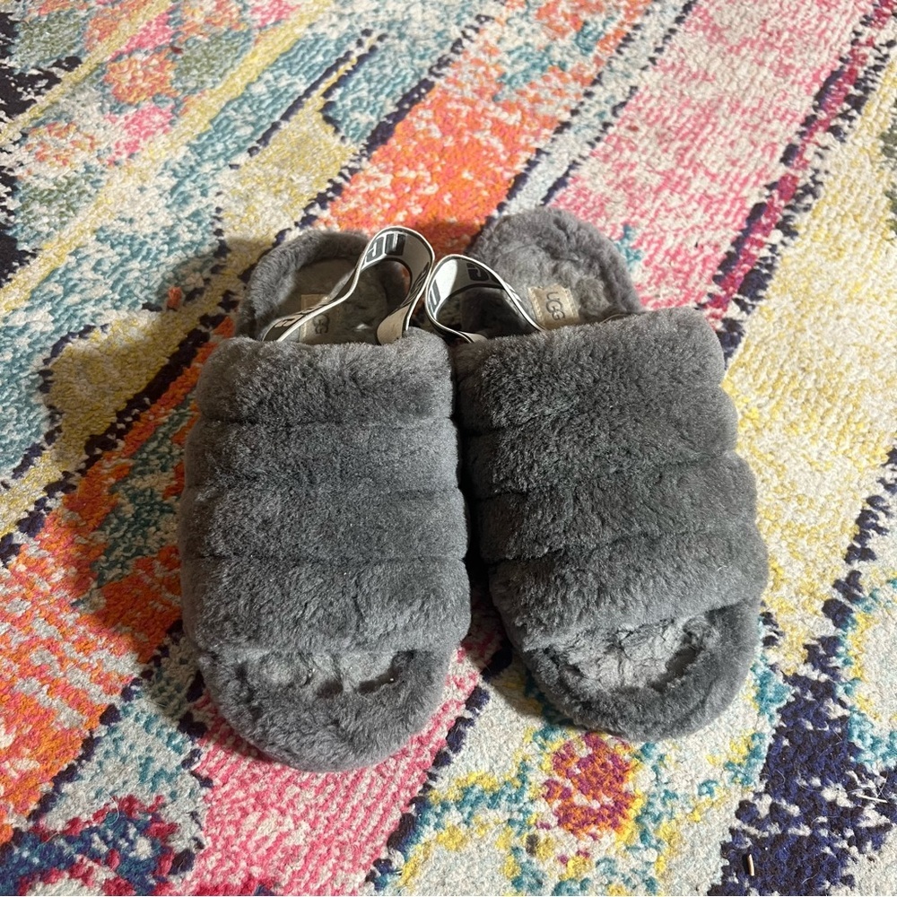 Ugg Fluff Yeah Charcoal Slides Size 9 - image 2